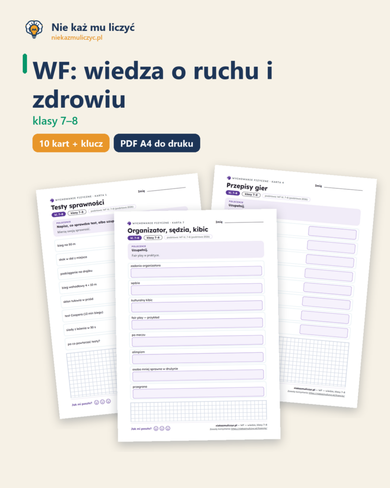 WF: wiedza o ruchu i zdrowiu — wychowanie fizyczne, klasy 7–8 — okładka