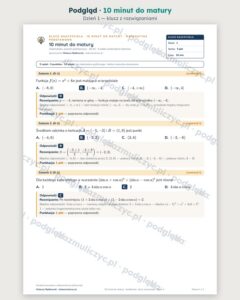 10 minut do matury — matematyka podstawowa: 30 dni, PDF z kluczem — podgląd klucza dnia 1