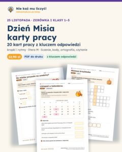 Dzień Pluszowego Misia — 20 kart pracy PDF, zerówka i klasy 1–3 — okładka
