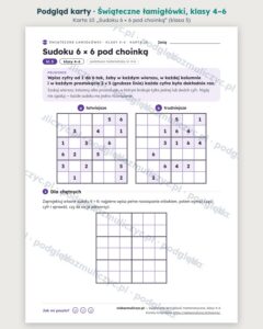 Świąteczne łamigłówki matematyczne, klasy 4–6 — 16 kart pracy PDF z kluczem — podgląd karty, strona 11