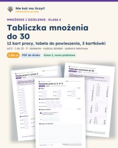 Tabliczka mnożenia do 30, klasa 2 — 12 kart pracy PDF z kluczem — okładka