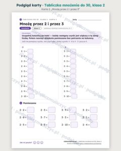Tabliczka mnożenia do 30, klasa 2 — 12 kart pracy PDF z kluczem — podgląd karty, strona 4
