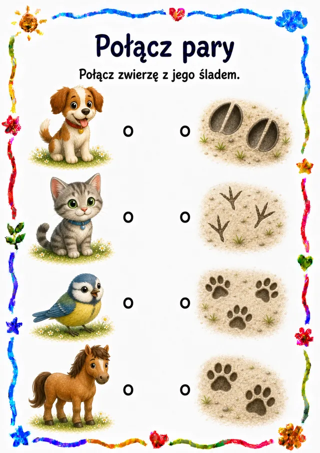 Połącz pary — zestaw 11 (6 kart) – karta pracy do druku dla dzieci (3–6 lat)