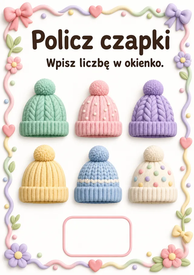 Liczby / przeliczanie — zestaw 10 (6 kart) – karta pracy do druku dla dzieci (4–6 lat)