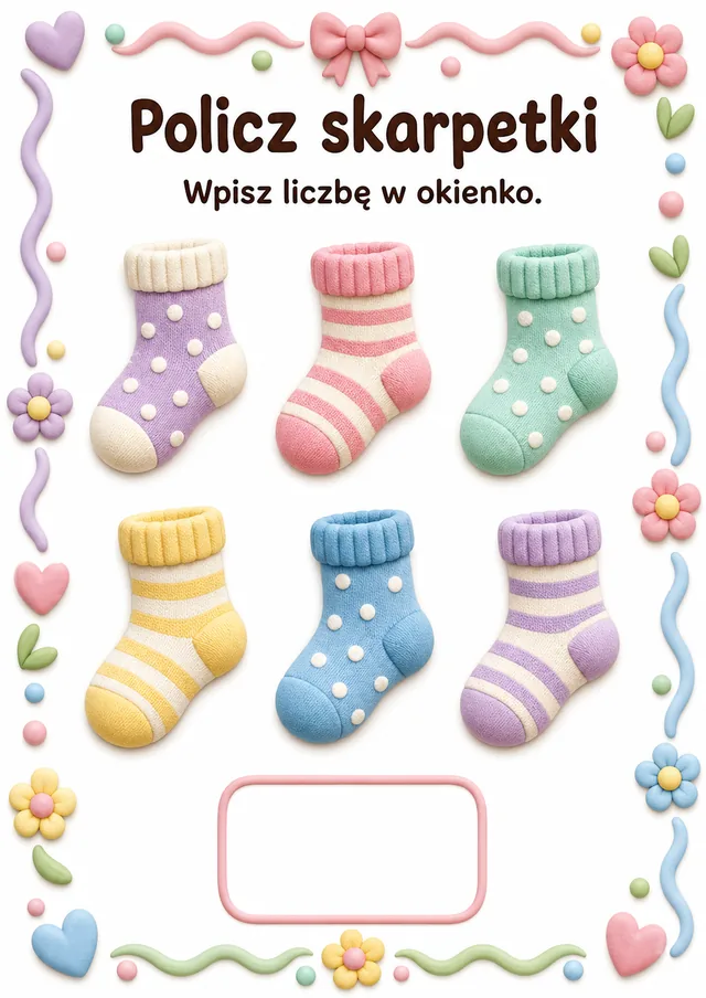 Liczby / przeliczanie — zestaw 11 (6 kart) – karta pracy do druku dla dzieci (4–6 lat)