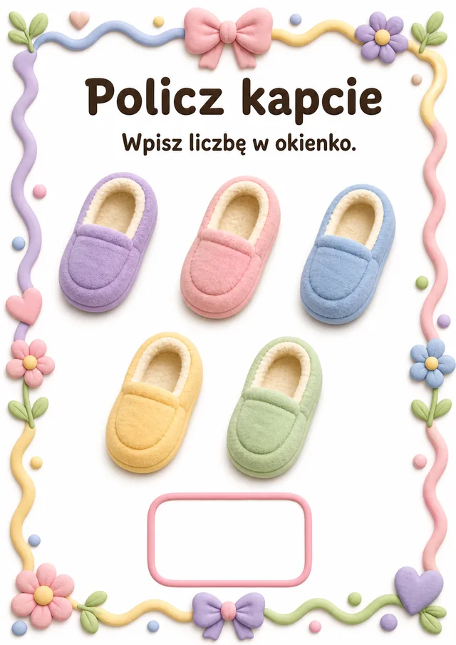 Liczby / przeliczanie — zestaw 16 (6 kart) – karta pracy do druku dla dzieci (4–6 lat)
