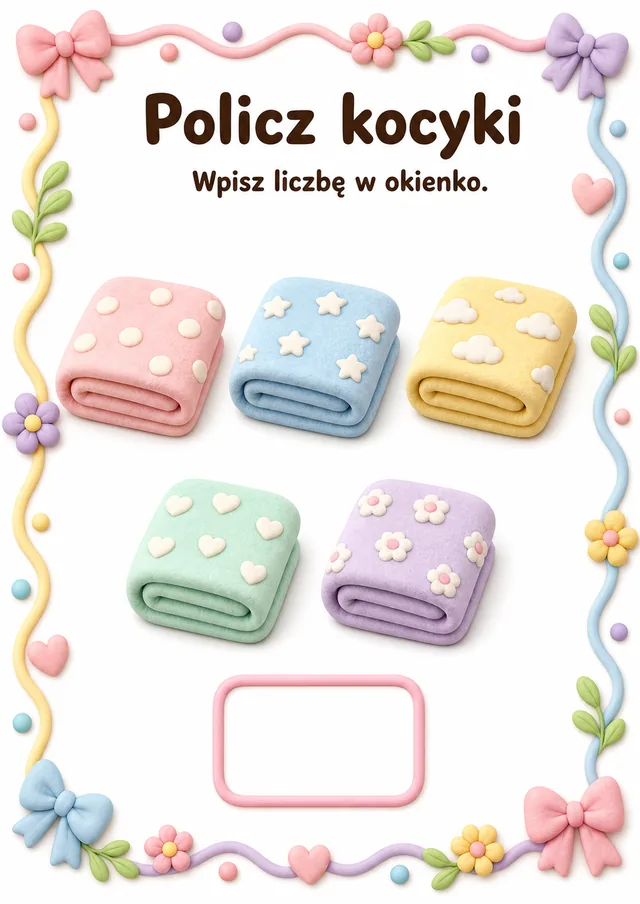 Liczby / przeliczanie — zestaw 17 (6 kart) – karta pracy do druku dla dzieci (4–6 lat)
