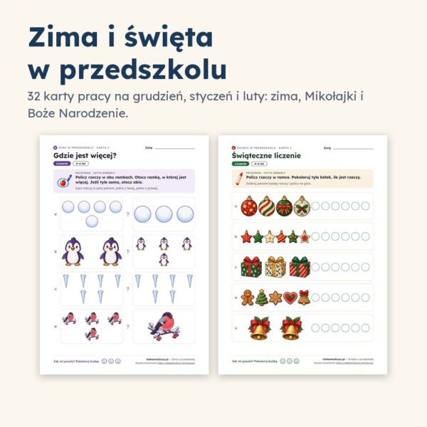 Okładka: Zima i święta w przedszkolu — komplet 32 kart pracy PDF
