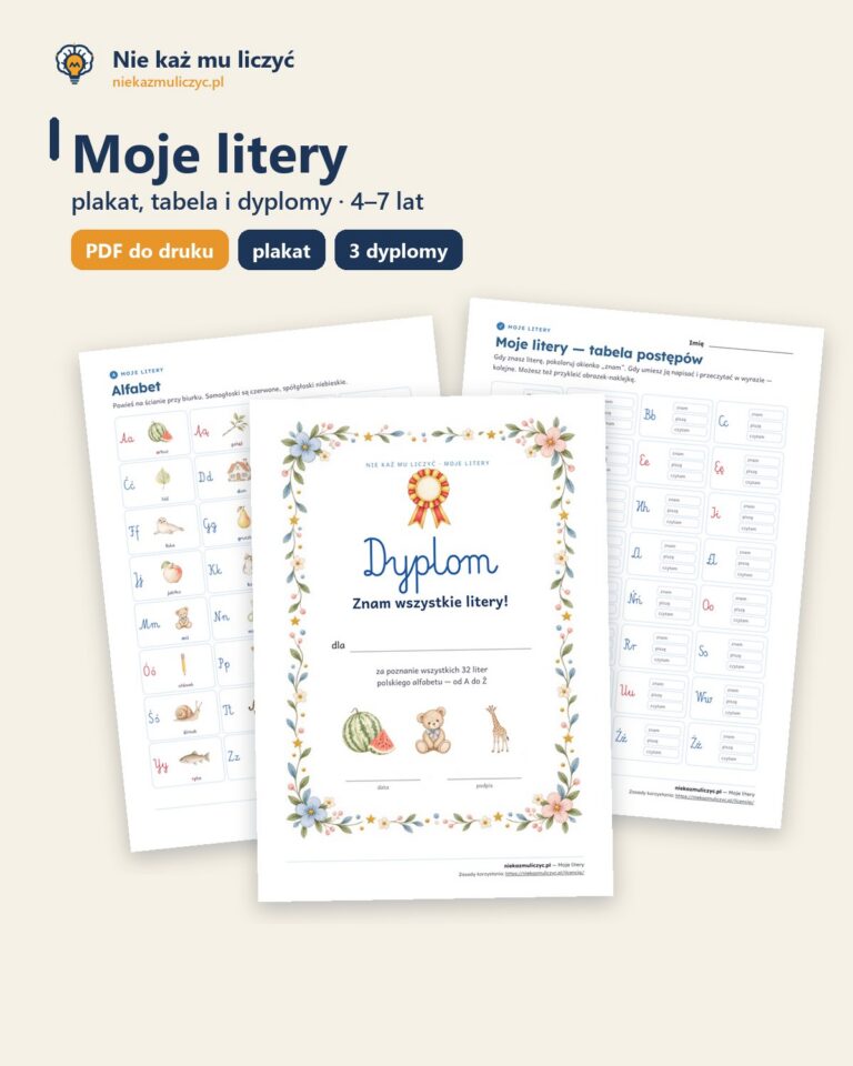 Moje litery: plakat alfabetu, tabela postępów i dyplomy — PDF — okładka