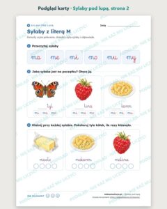 Sylaby pod lupą — 24 karty pracy PDF z kluczem, 5–7 lat — podgląd karty, strona 1