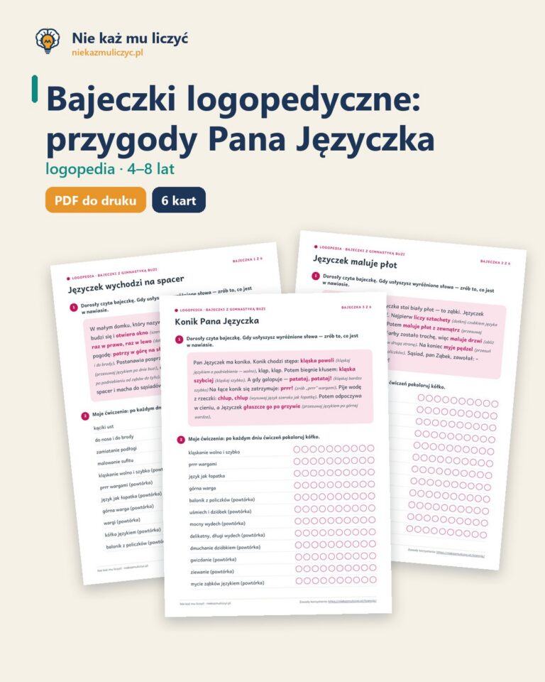 Bajeczki logopedyczne: przygody Pana Języczka, 4–8 lat, 6 bajeczek PDF — okładka
