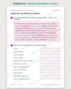 Bajeczki logopedyczne: przygody Pana Języczka, 4–8 lat, 6 bajeczek PDF — podgląd karty, strona 2