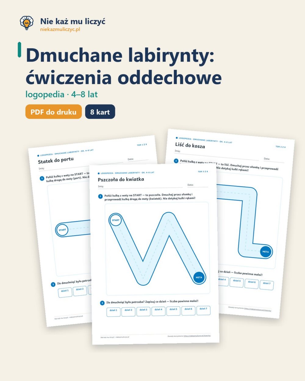 Dmuchane labirynty: ćwiczenia oddechowe, 4–8 lat — 8 torów PDF — okładka
