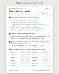 Głoska „dż” — ćwiczenia logopedyczne, 6–9 lat, 6 kart PDF — podgląd karty, strona 2