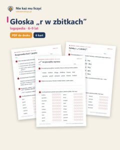 Głoska „r w zbitkach” — ćwiczenia logopedyczne, 6–9 lat, 6 kart PDF — okładka