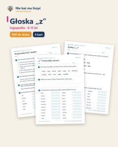 Głoska „z” — ćwiczenia logopedyczne, 6–9 lat, 6 kart PDF — okładka
