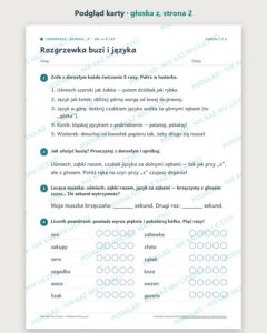 Głoska „z” — ćwiczenia logopedyczne, 6–9 lat, 6 kart PDF — podgląd karty, strona 2