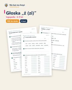 Głoska „ź (zi)” — ćwiczenia logopedyczne, 6–9 lat, 6 kart PDF — okładka