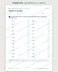 Gry słuchowe cz. 2: głoski, sylaby i wyrazy, 5–7 lat — 5 gier PDF — podgląd karty, strona 2