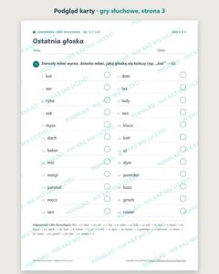 Gry słuchowe: słuch fonemowy, 5–7 lat — 6 gier PDF z odpowiedziami — podgląd karty, strona 3