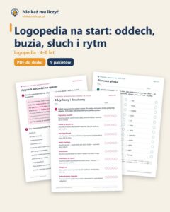 Logopedia na start: oddech, buzia, słuch i rytm — 9 pakietów, 4–8 lat — okładka