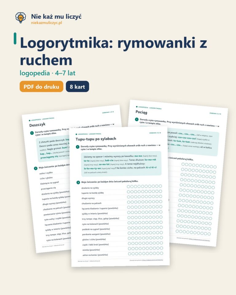 Logorytmika: rymowanki z ruchem, 4–7 lat — 8 zabaw PDF — okładka