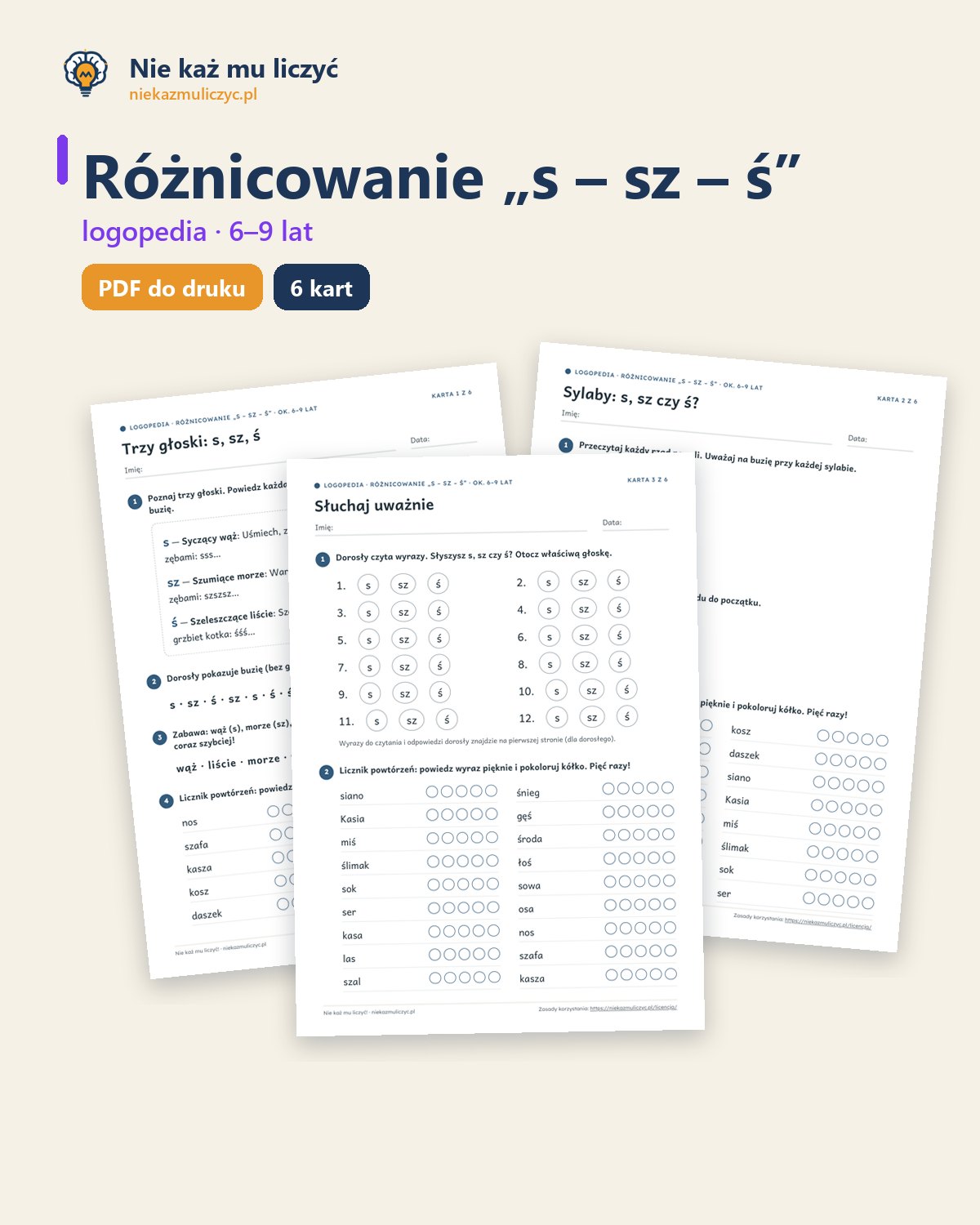 Okładka zestawu Różnicowanie s – sz – ś