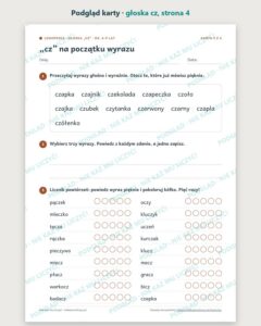 Wielki pakiet logopedyczny — wszystkie 43 pakiety PDF, 4–9 lat — podgląd karty, strona 2