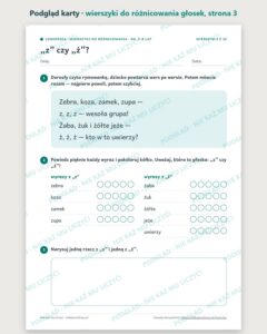 Wierszyki do różnicowania głosek, 5–8 lat — 10 rymowanek PDF — podgląd karty, strona 3