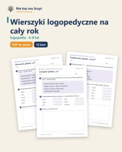 Wierszyki logopedyczne na cały rok, 4–8 lat — 12 wierszyków PDF — okładka