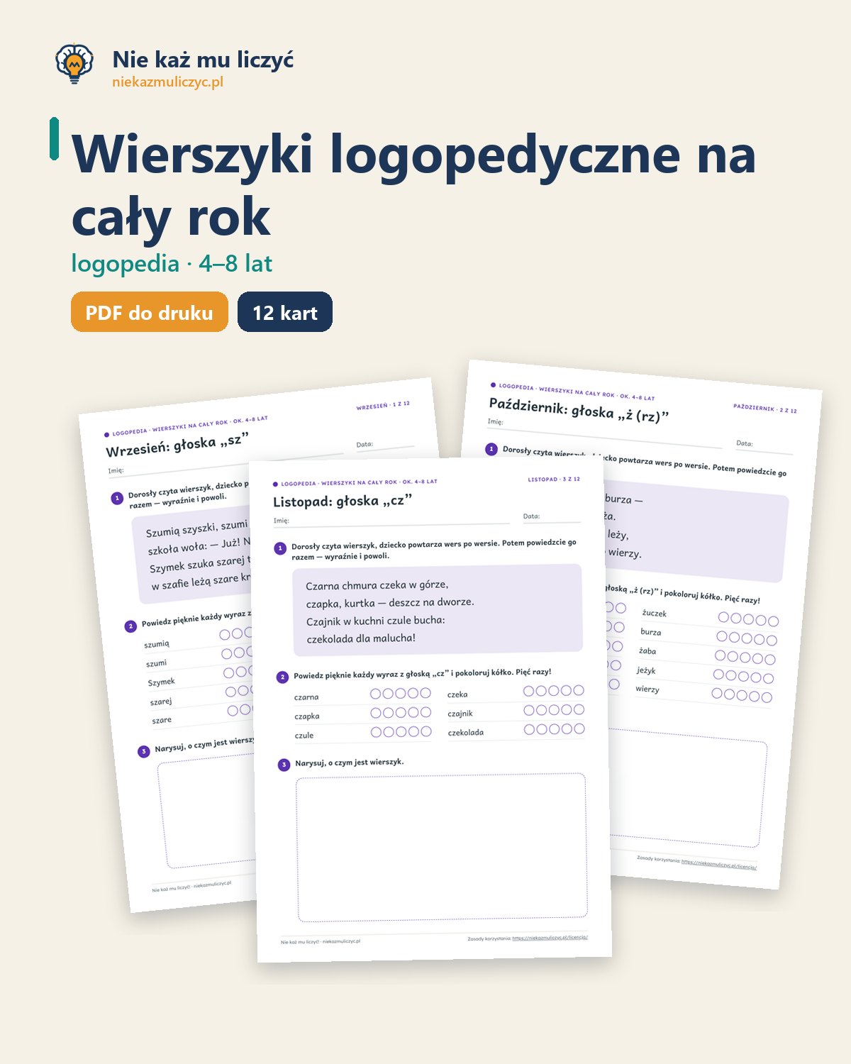 Okładka zestawu Wierszyki logopedyczne na cały rok
