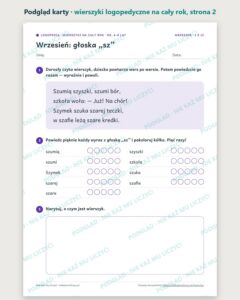 Wierszyki logopedyczne na cały rok, 4–8 lat — 12 wierszyków PDF — podgląd karty, strona 2