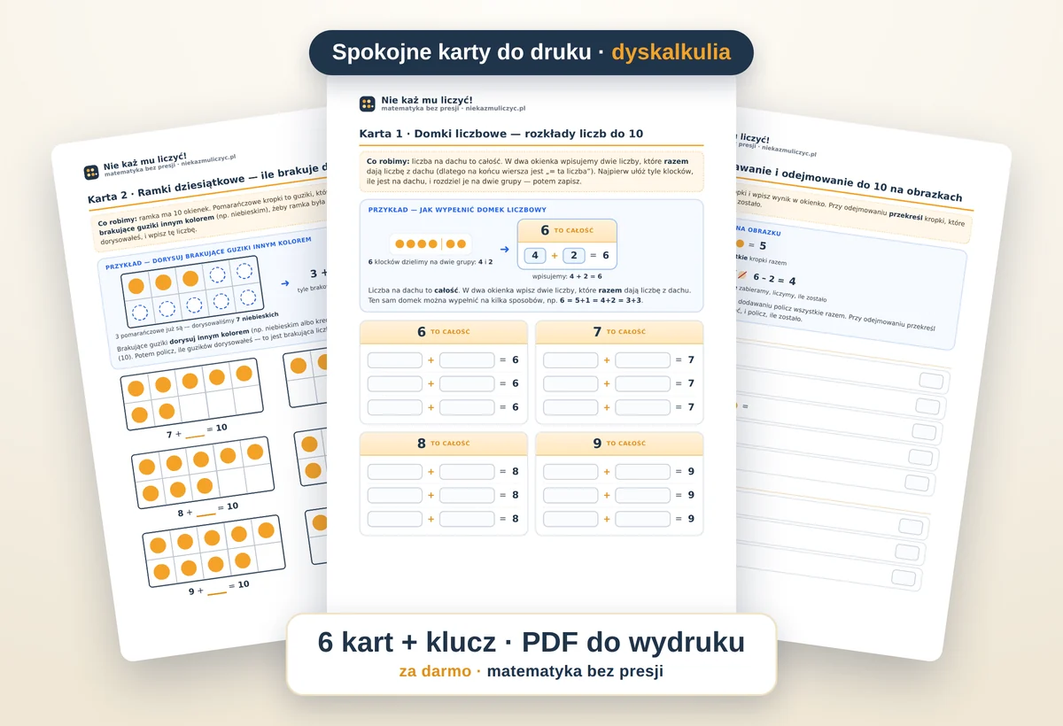Podgląd zestawu TUS w praktyce: karty sytuacji, komunikacji i regulacji oraz arkusze pracy.