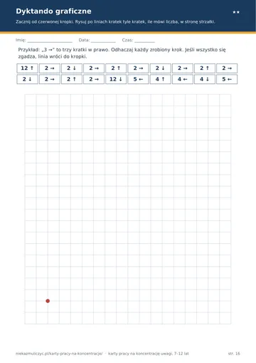 Karta pracy na koncentrację: dyktando graficzne