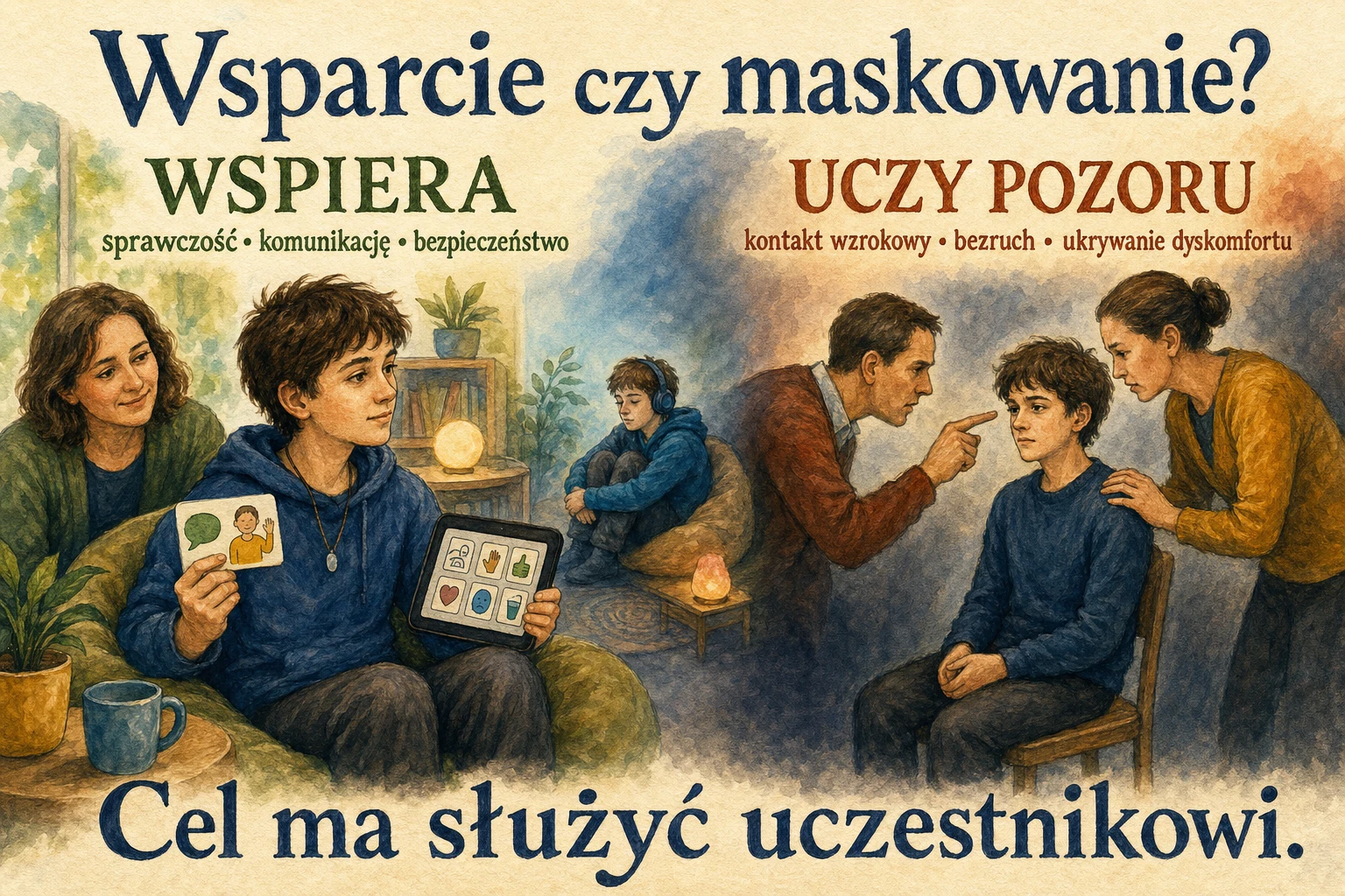 Porównanie TUS-u wspierającego sprawczość z treningiem nastawionym na maskowanie.