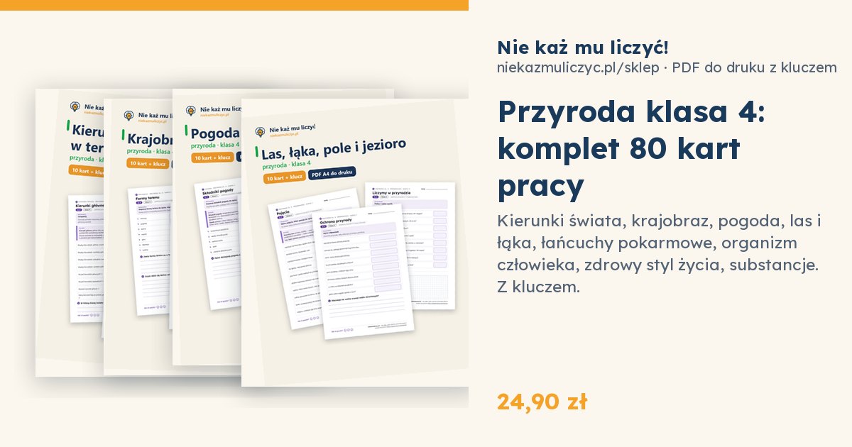 Komplet: przyroda klasa 4, 80 kart pracy