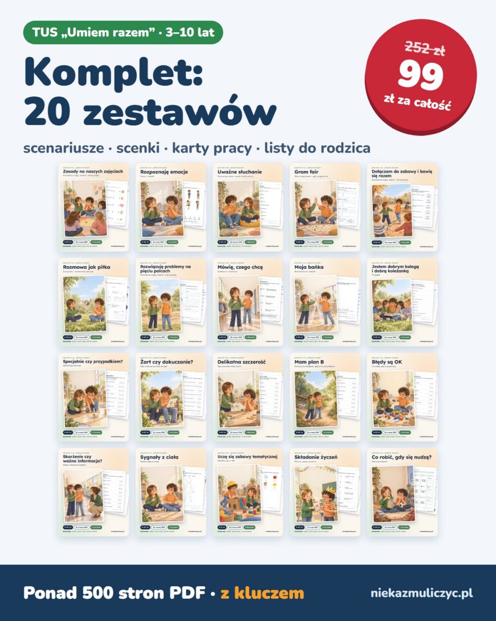 TUS Komplet — 20 zestawów zajęć, okładka