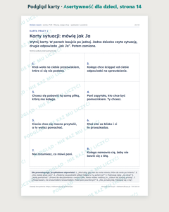 TUS: Asertywność dla dzieci, 6–10 lat — 22 strony PDF z kluczem — podgląd karty, strona 14