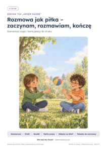 TUS: Rozmowa jak piłka, 6–10 lat — 23 strony PDF z kluczem — okładka