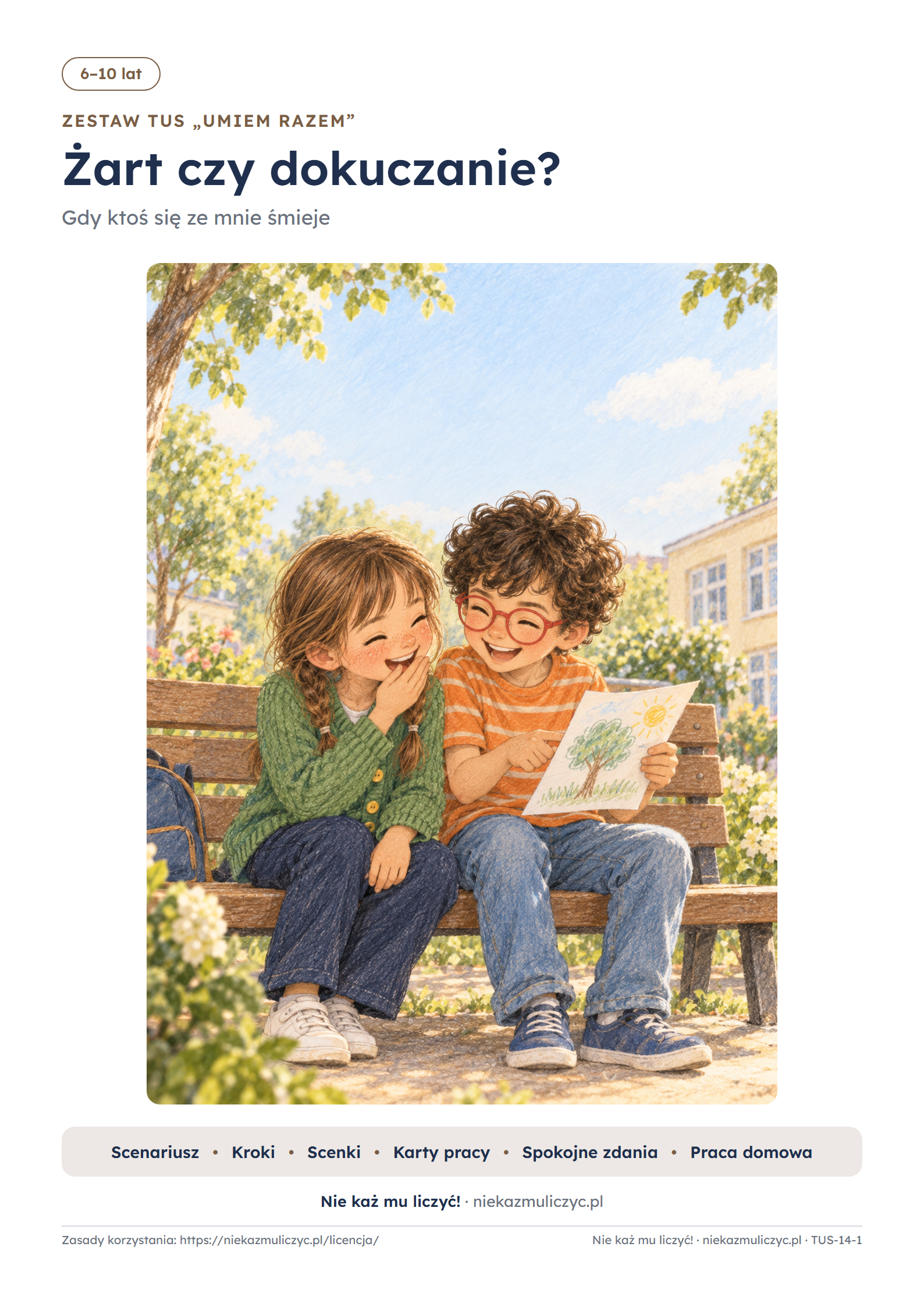TUS: Żart czy dokuczanie, 5–10 lat — 22 strony PDF z kluczem — okładka