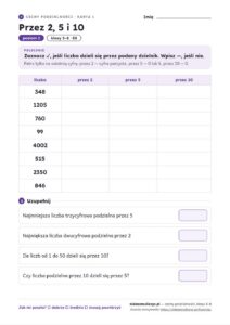 Cechy podzielności — ściąga i 10 kart pracy PDF z kluczem — przykładowa karta