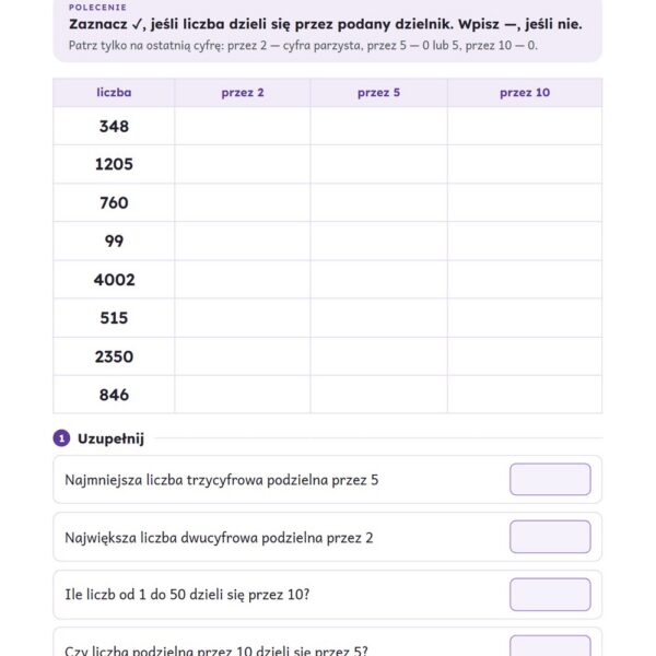 Okładka: Cechy podzielności — ściąga i 10 kart pracy PDF z kluczem