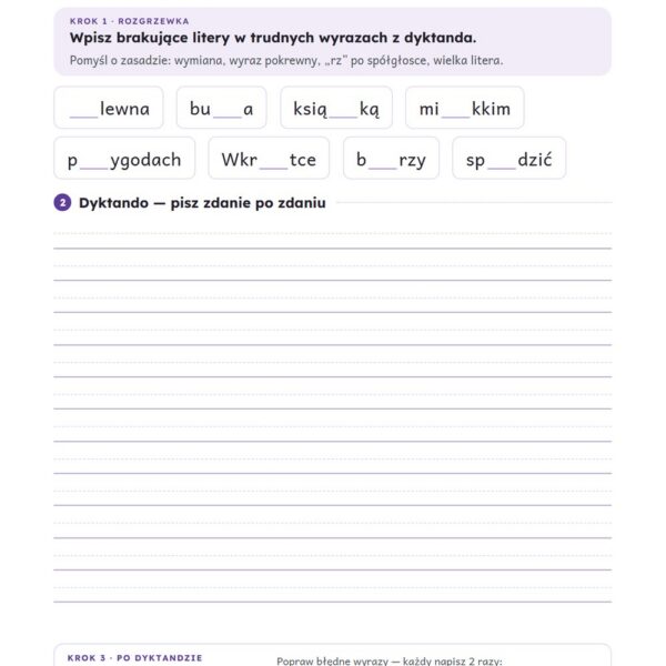 Dyktanda z Ortusiem, klasa 3 — 20 dyktand PDF z kluczem — okładka