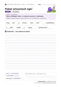 Dyktanda z Ortusiem, klasa 5 — 20 dyktand PDF z kluczem — przykładowa karta