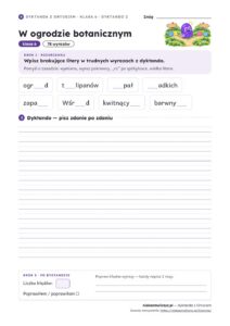 Dyktanda z Ortusiem, klasa 6 — 20 dyktand PDF z kluczem — przykładowa karta