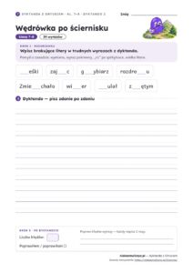 Dyktanda z Ortusiem, klasy 7–8 — 20 trudnych dyktand PDF z kluczem — przykładowa karta
