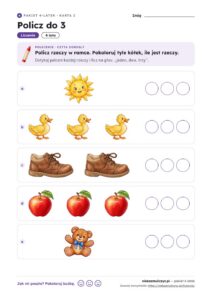 Pakiet 4-latek — 24 karty pracy PDF z kluczem — przykładowa karta
