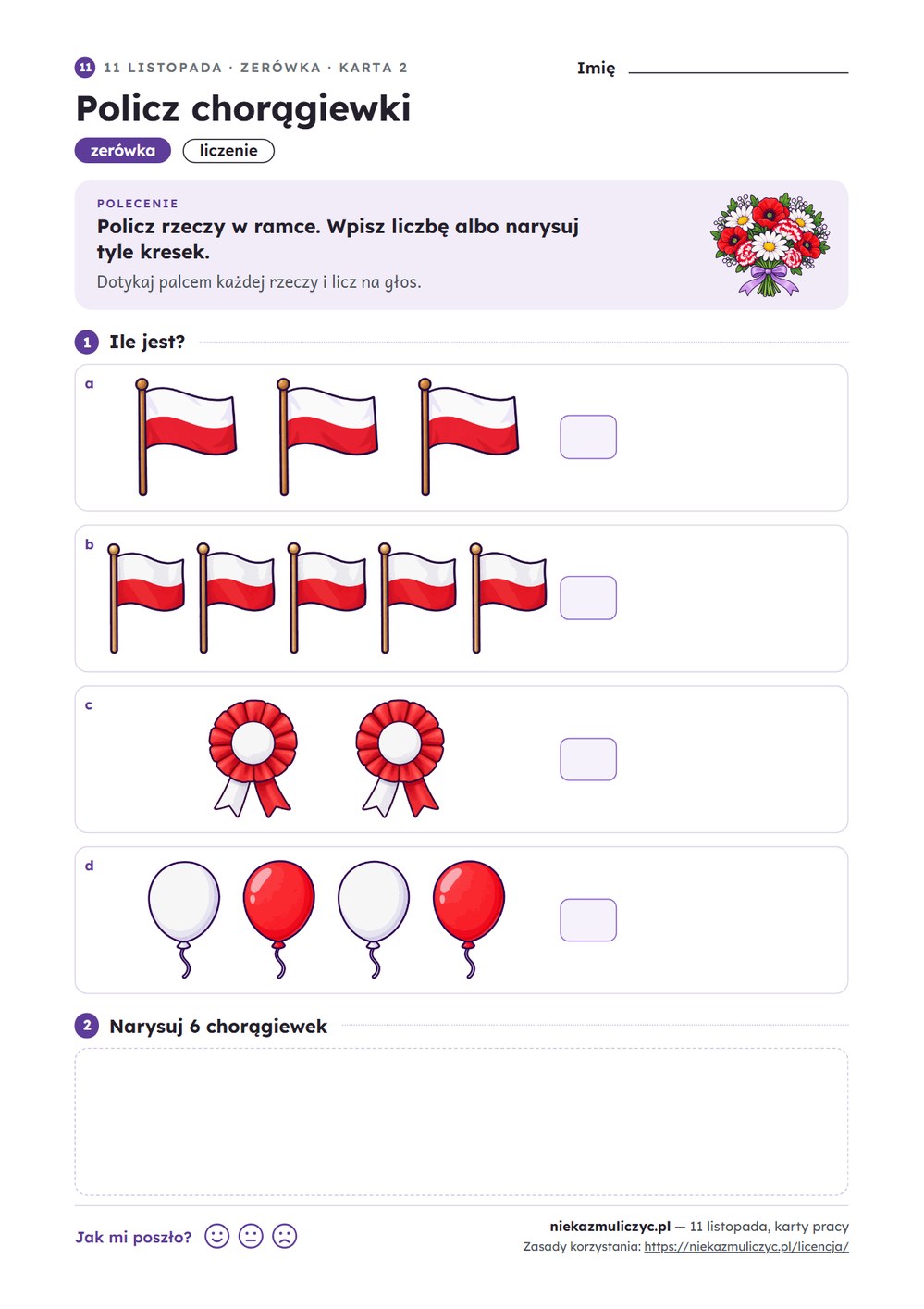11 listopada — Święto Niepodległości: 12 kart pracy PDF z kluczem — przykładowa karta