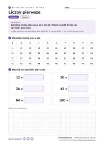 Matematyka klasa 5 — 30 kart pracy na cały rok PDF z kluczem — przykładowa karta