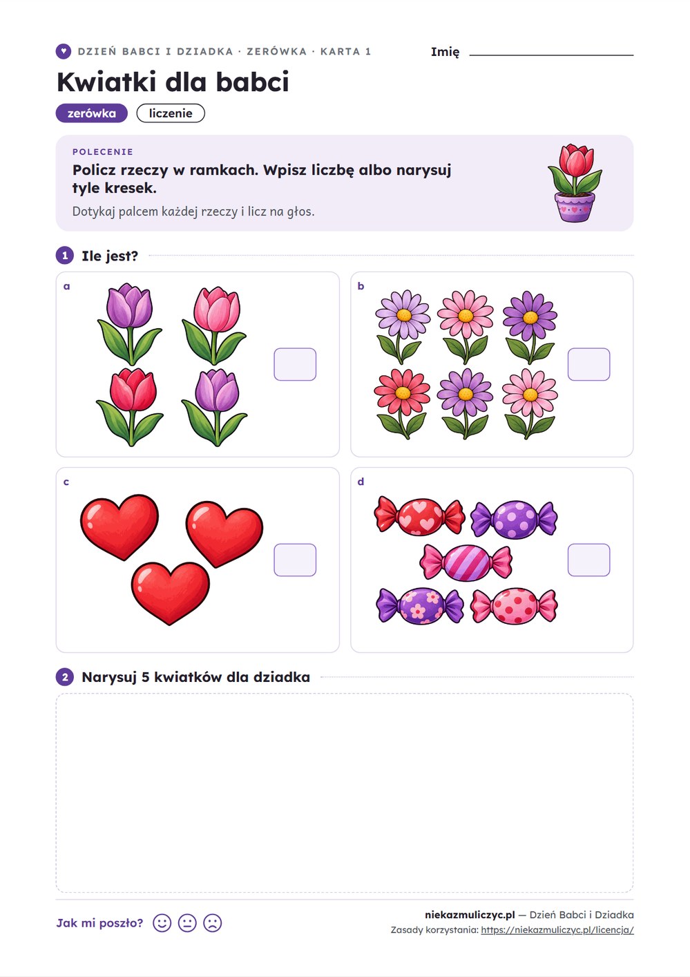Dzień Babci i Dziadka — 13 kart pracy PDF z kluczem (zerówka i klasy 1–3) — przykładowa karta